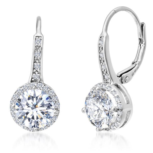 Cubic Zirconia Leverback Earrings