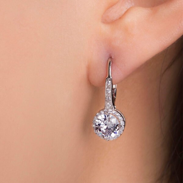 Cubic Zirconia Leverback Earrings - Image 2